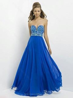 A-line Sweetheart Chiffon Floor-length Rhinestone Prom Dresses #02014785