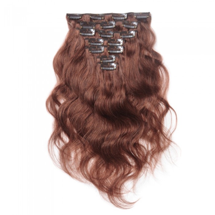 16 to 26 Inch #33 Rich Copper Red Clip In Body Wave Hair Extensions 10pcs 120g 16 Inch 10pcs Body Wave Clip In Human Hair Extensions