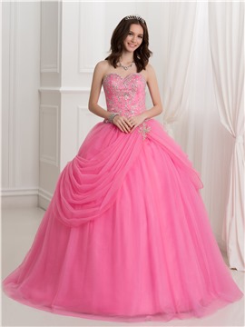 Elegant Sweetheart Necklace Beading Lace-Up Ball Gown Dress With Wrap