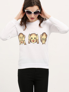 Animal Print White Sweatshirt