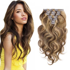70g 16 Inch #4/27 Body Wavy Clip In Hair