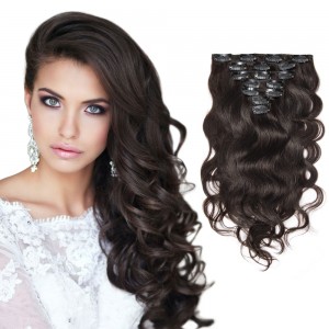 USA Stock 70g 16 Inch #2 Darkest Brown Body Wavy Clip In Hair PC938